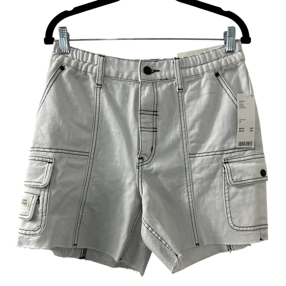 BDG‎ Contrast Stitch Denim Cargo Shorts M White High Rise Utility Skater Grunge